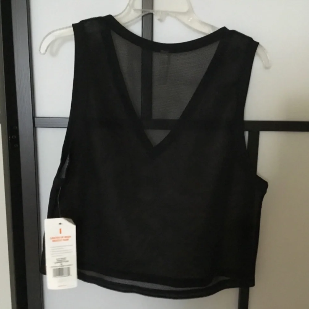 Lucy, size medium, black sheer mesh, crop v neck tank top - Picture 4 of 4